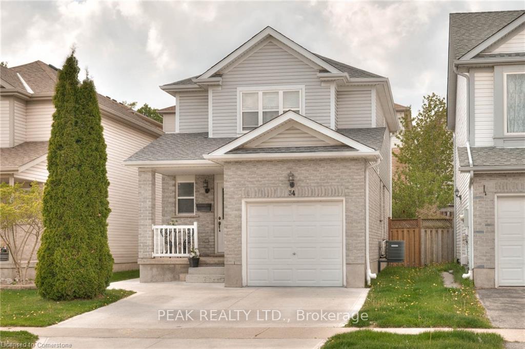 Welcome to 34 Reistview Street, nestled in the desirable Laurentian Hills/Activa neighbourhood of Kitchener. This clean, move-in ready 3-bedroom home sits on a quiet, family-friendly street, just minutes from schools, parks, trails, shopping, and easy access to Highway 7 & 8. The bright, carpet-free main floor features an open-concept layout with walkout to a private deck and fully fenced backyardideal for relaxing or entertaining. The finished basement rec room adds versatile living space for a playroom, home office, or family room. Recent updates include a double concrete driveway (2022), roof (2021), and furnace (2017). A fantastic opportunity for families, or anyone looking for a great home in a great location!