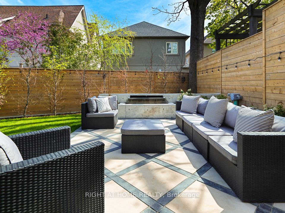 Serene backyard with waterfall