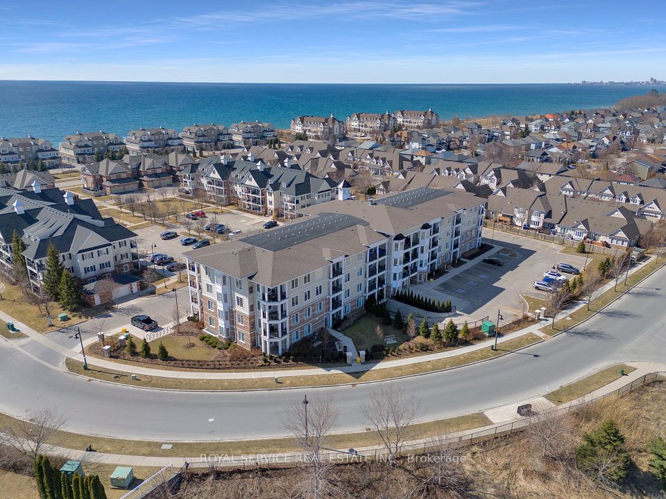 Aerial view of condo building, close to lake!