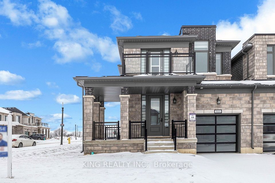 101 Cole Terrace Woodstock, Ontario Welcome to this beautiful brand new 2372 sqft, freehold townhome, with 4 bedrooms and 2.5 washrooms. Situated on a desirable corner lot, this home offers additional space and light. The Main floor offers an open concept layout featuring a dining room, great room, foyer, a 2 pcs powder room, and an eat-in kitchen with S/S appliances and a quartz countertop. Natural hardwood throughout the main floor with an Oak staircase. The 2nd Floor layout features a master bedroom with an ensuite bathroom & walk-in closet, 3 additional bedrooms, a 3 pcs bathroom, and a Laundry room. Enjoy the added luxury of a private balcony. This home is located near parks & trails, transit, schools, shopping, and within walking distance to a plaza. Minutes to Hwy 401/403.