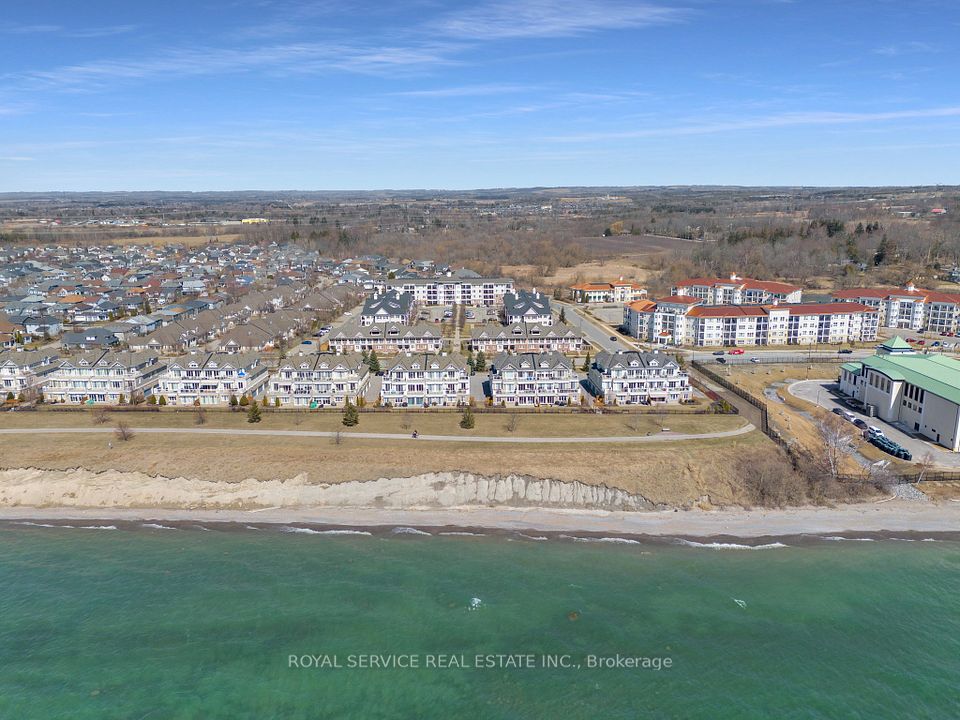 Aerial view of condo building from the south
