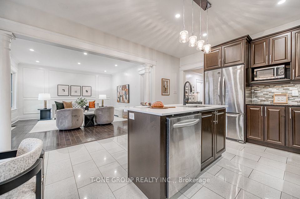 kitchen and family room