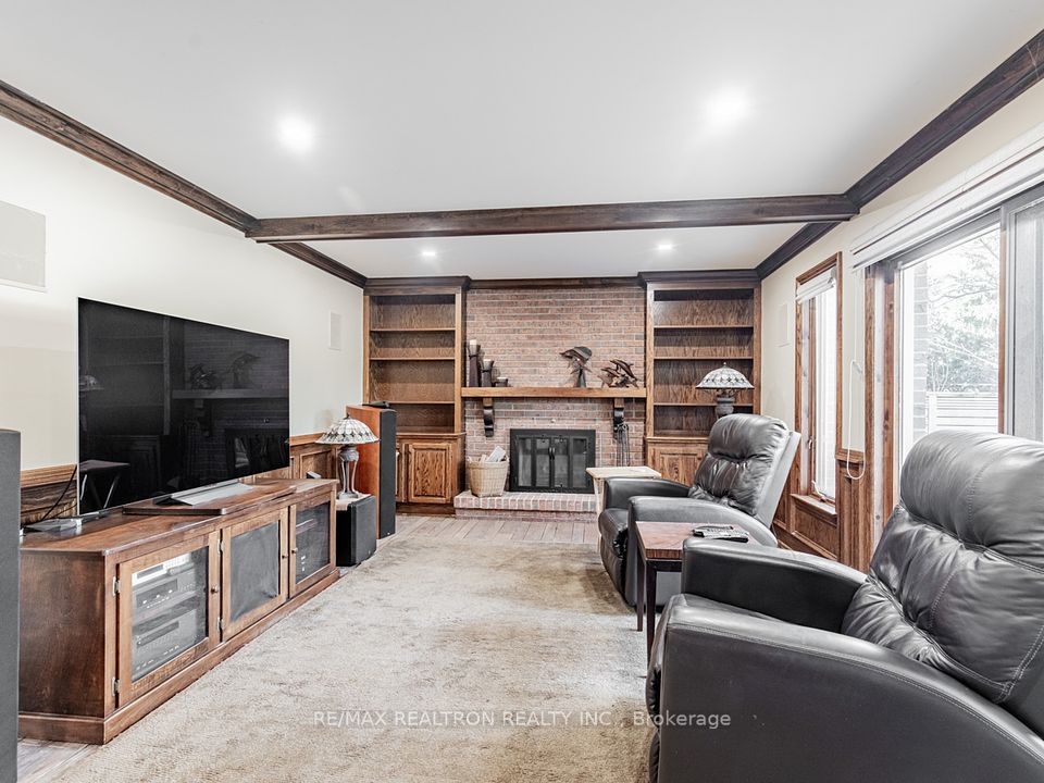 Family Room with wood burning fireplace