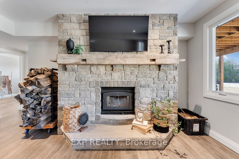 Stunning Wood Fireplace