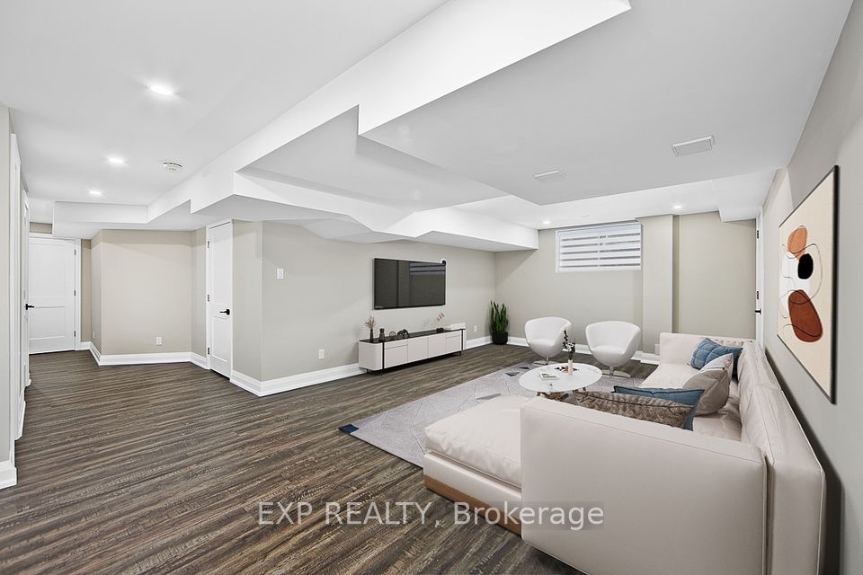 Virtually staged lower level living area