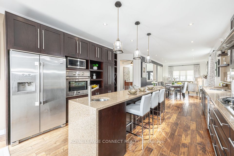 Custom island great for entertaining.