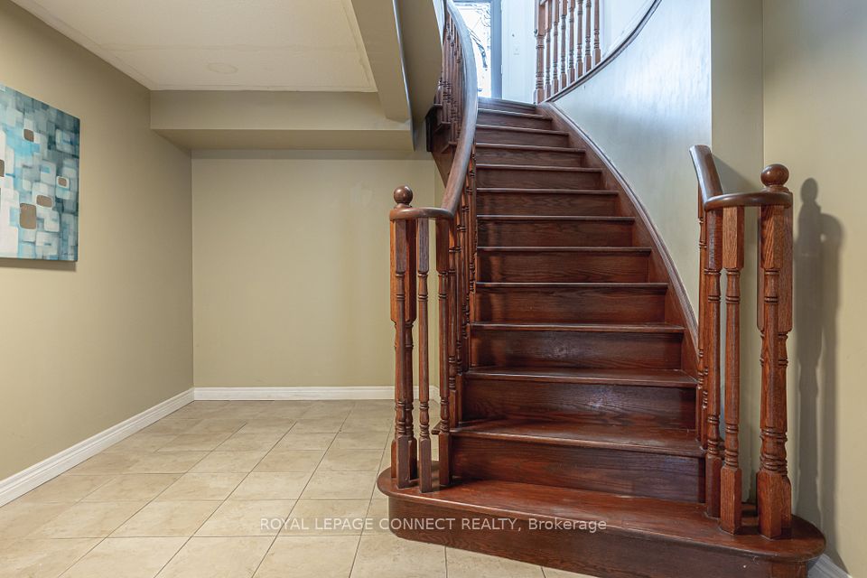 Hardwood stairs.
