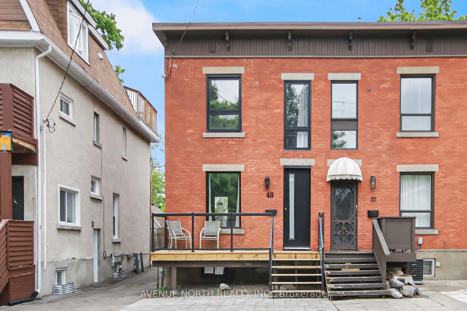 48 Brighton Avenue Glebe - Ottawa East and Area, Ontario Welcome to your dream home in one of Ottawa trendiest neighborhoods! This beautifully renovated 4-bedroom, 4-bathroom all-brick semi-detached blends modern elegance with thoughtful functionality perfect for families, professionals, or investors. Step inside to discover a bright, open-concept layout featuring brand-new engineered hardwood floors, stunning European-style tile, and sleek black-framed windows. The striking 8-foot steel front door makes a bold first impression, while floating stairs and pot lights throughout add a touch of modern sophistication. Enjoy peace of mind with all-new electrical, plumbing, HVAC, and spray foam insulation this home has been completely redone from top to bottom with quality craftsmanship. The heart of the home is the well-appointed kitchen, featuring quartz countertops, an upgraded sink and hardware, and plenty of space for cooking and entertaining. Walk out to two spacious decks, ideal for BBQs, summer gatherings, or quiet mornings with coffee. Upstairs, you'll find the primary bedroom with a stunning en-suite and 2 well appointed bedrooms with an abutting office featuring a Juliet balcony ! Luxurious bathrooms designed for comfort and style. The finished basement is roughed-in and ready for a private in-law suite or income-generating unit, offering a 4th bedroom with en-suite and incredible versatility and future value. All of this in a prime location just steps from the water, top-rated schools, parks, transit, and shopping. Move-in ready with room to grow don't miss this rare opportunity to own a beautifully upgraded home in the heart of the Glebe!