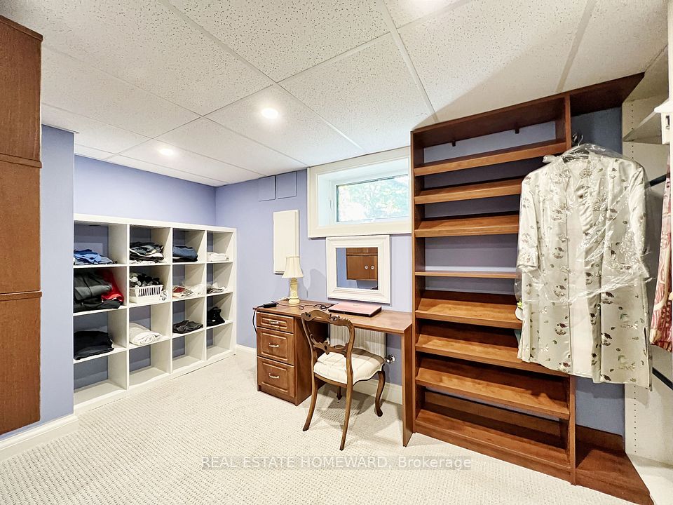 walk in closet in the basement