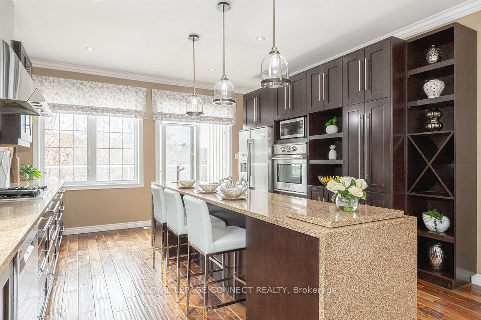 Waterfall feature of countertop.